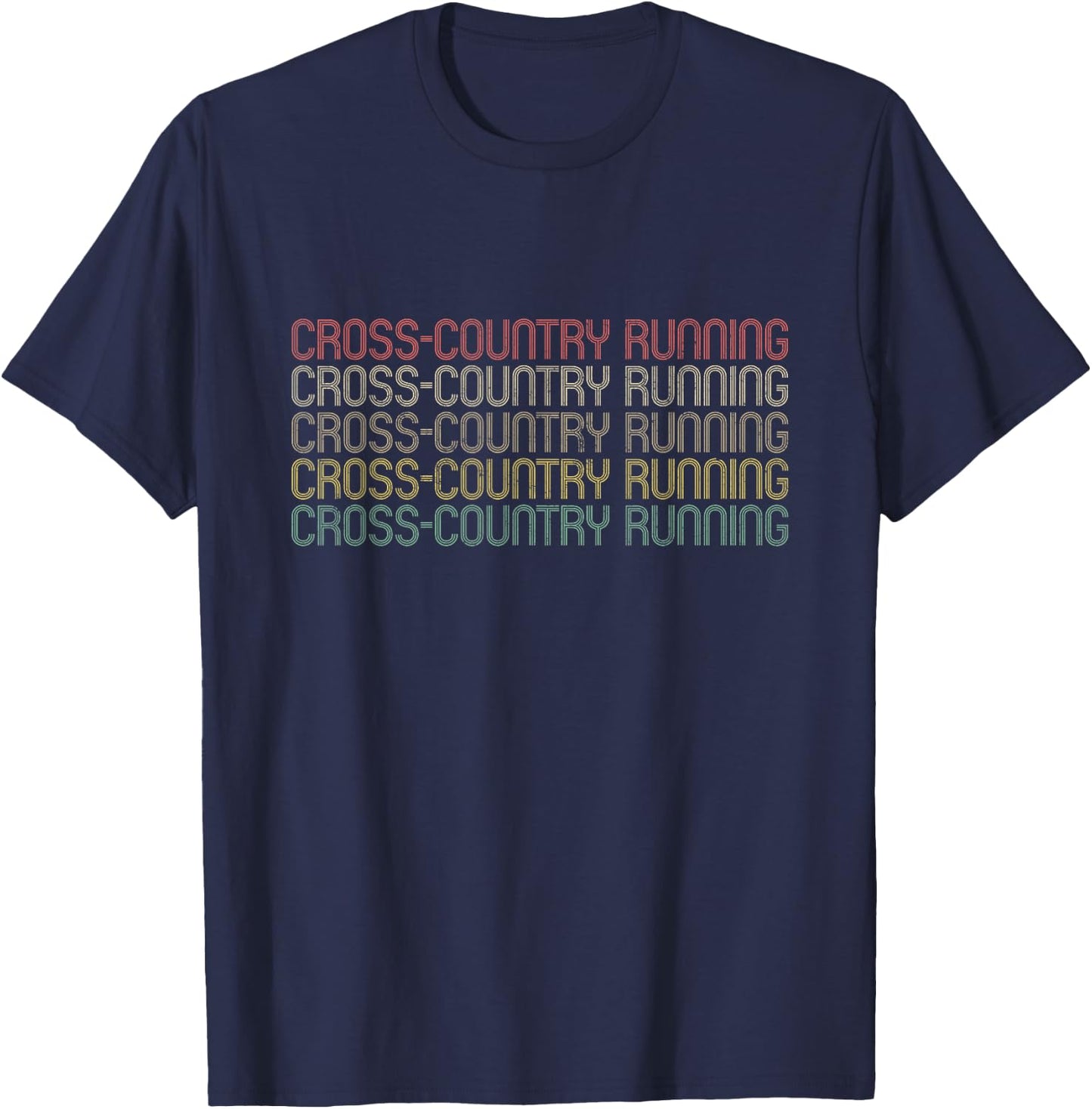 Retro Style Cross Country Running T-Shirt - T-Shirt | Navy