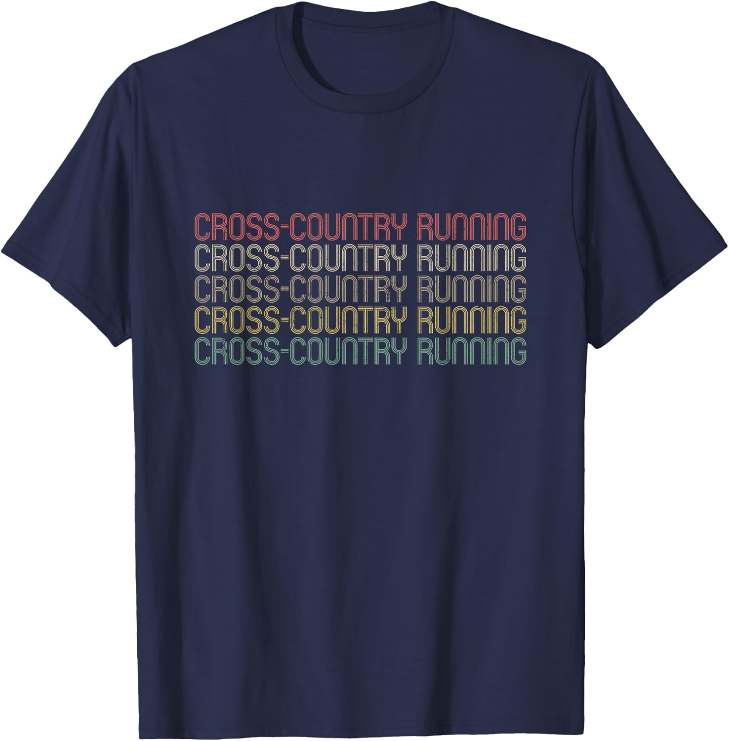 Retro Style Cross Country Running T-Shirt - T-Shirt | Navy