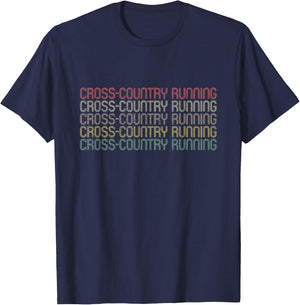 Retro Style Cross Country Running T-Shirt - T-Shirt | Navy