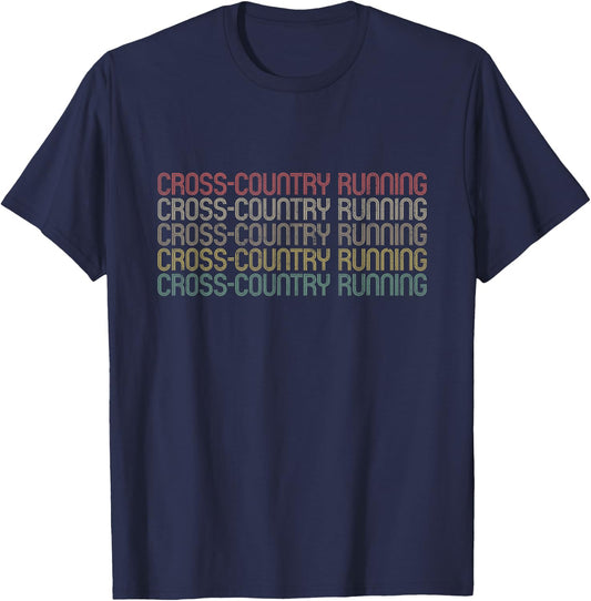 Retro Style Cross Country Running T-Shirt - T-Shirt | Navy