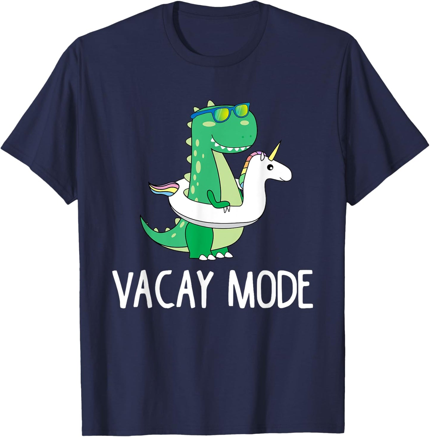 Vacay Mode Cute Dinosaur T Shirt Funny Family Vacation Gift T-Shirt - T-Shirt | Navy