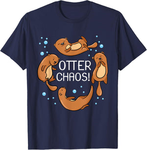 Otter Chaos For Kids Cute Sleeping Pajama T-Shirt - T-Shirt | Navy