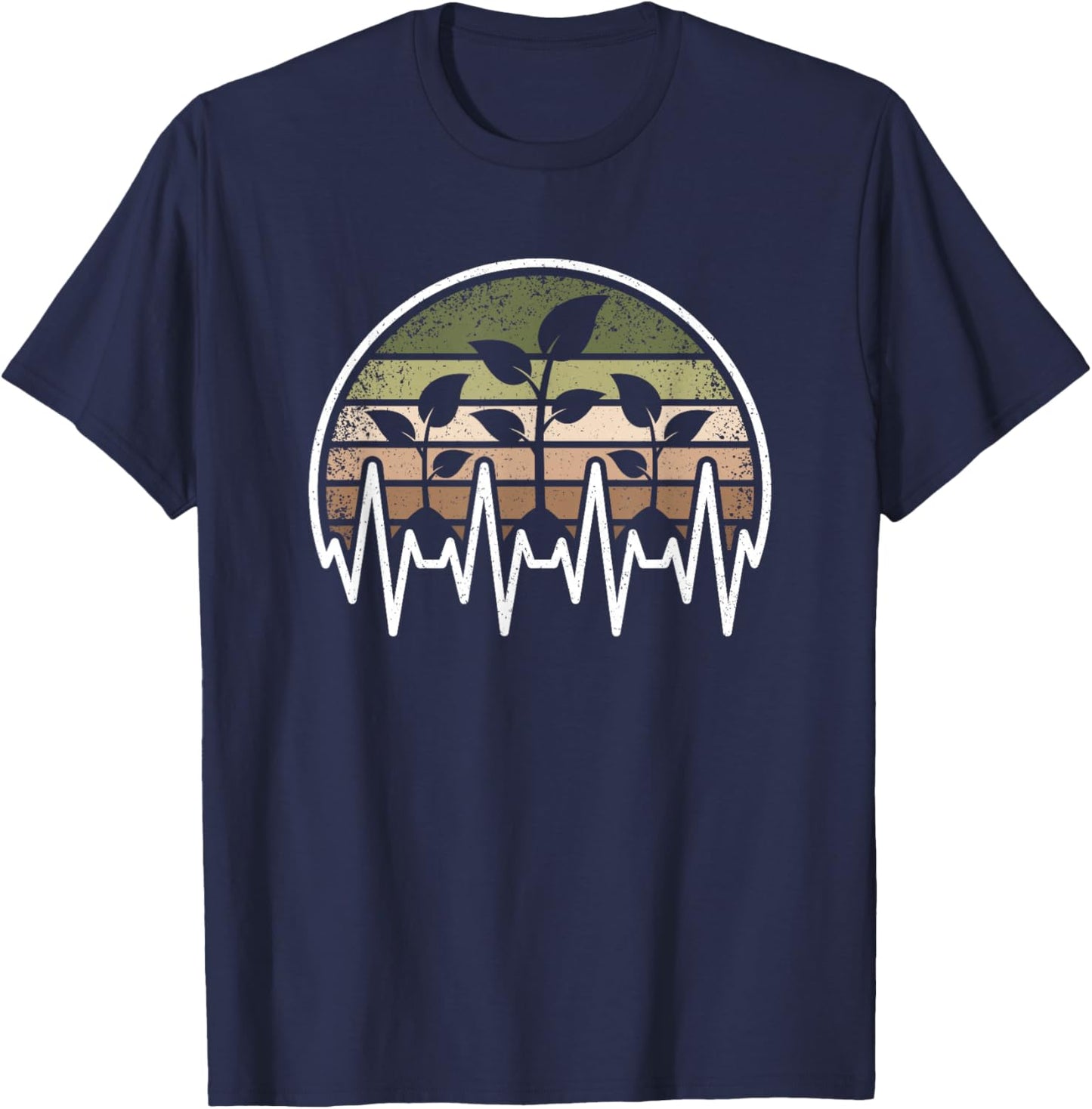 Plants Heartbeat Succulent Vintage Plant Lover Men Women T-Shirt - T-Shirt | Navy
