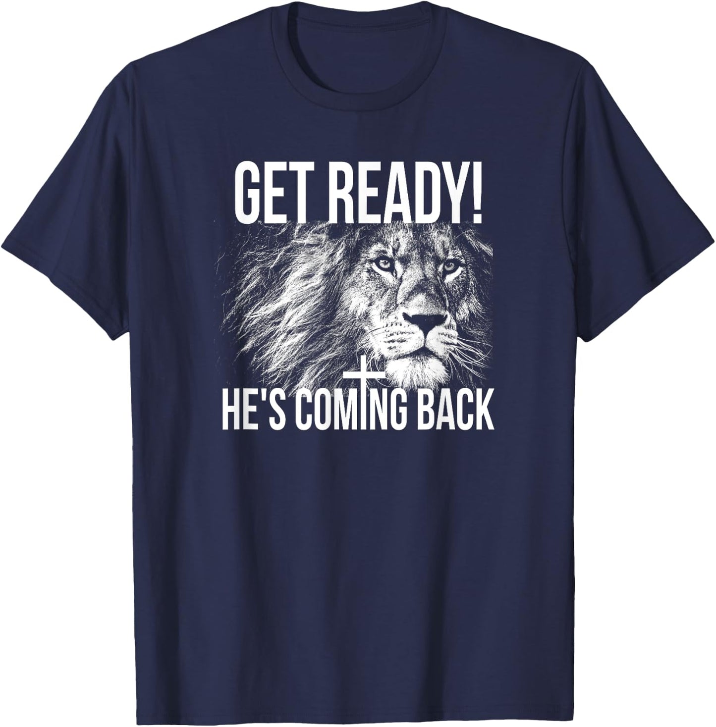 Christian Shirts , He's Coming Back T Shirts T-Shirt - T-Shirt | Navy