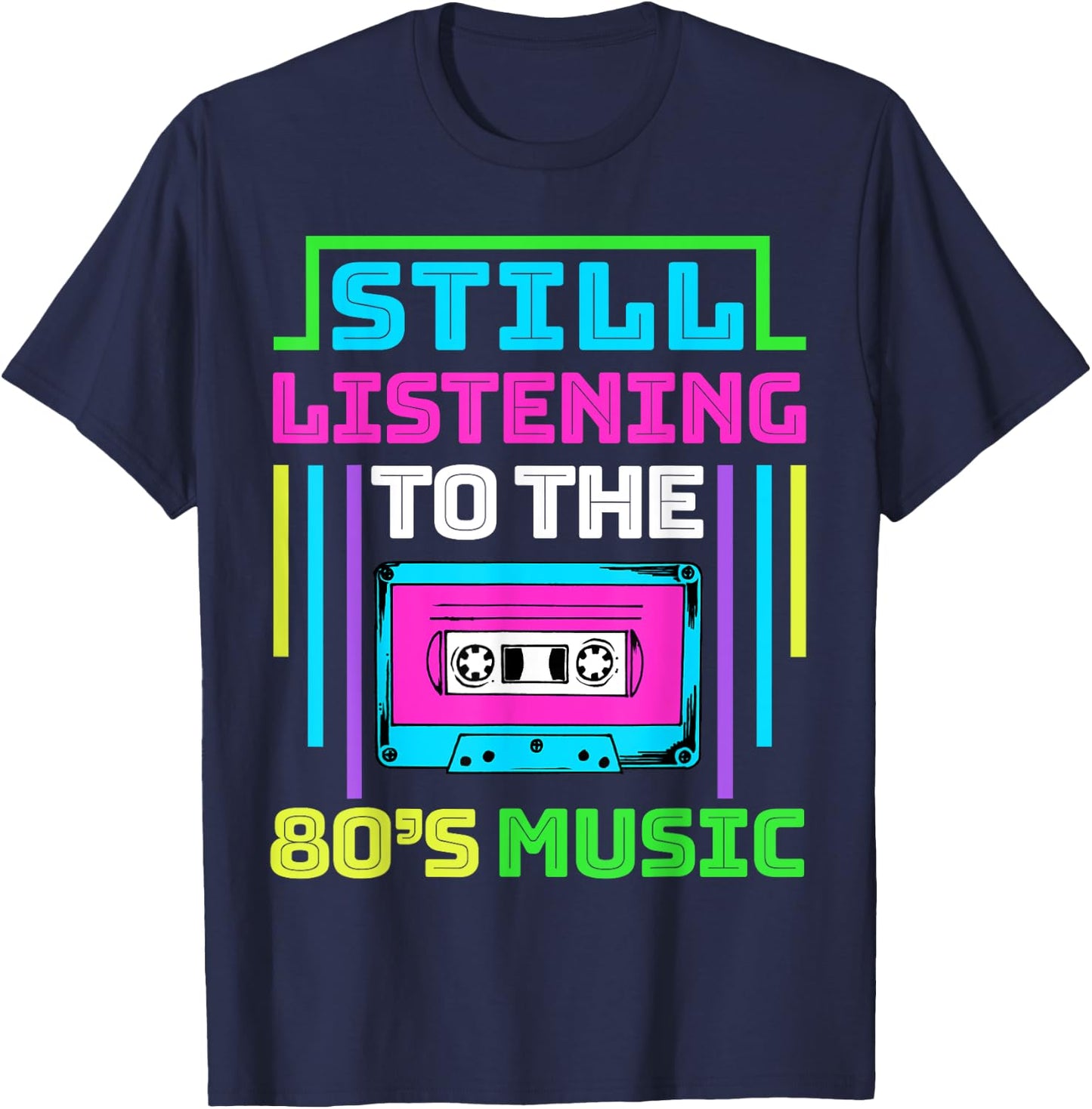 80s Music for a 80s Music Lover T-Shirt - T-Shirt | Navy