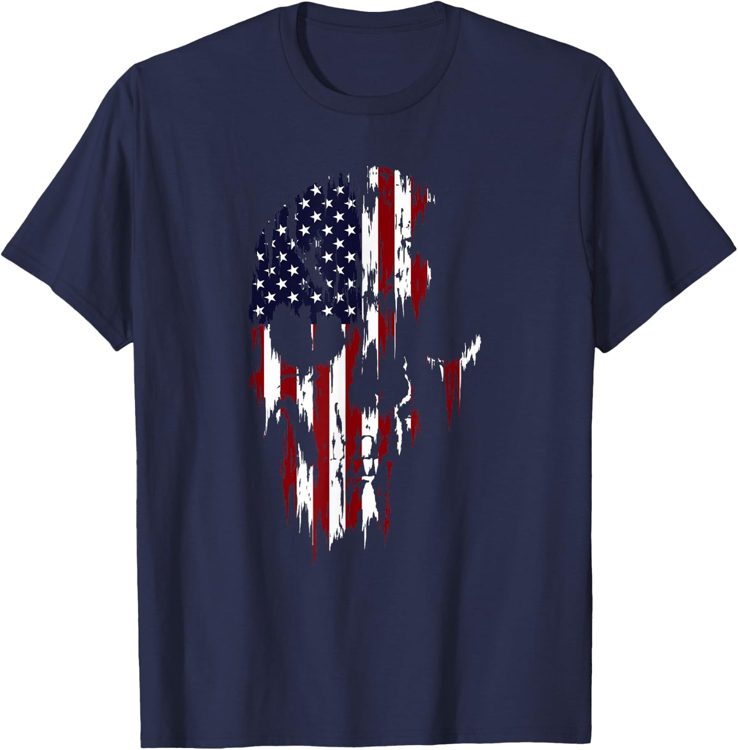 Zombie Patriot US American Flag Skull (Ver. 2) Women Men T-Shirt - T-Shirt | Navy