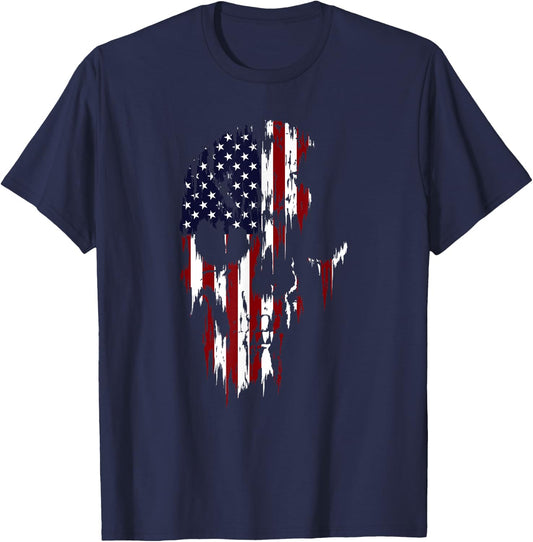 Zombie Patriot US American Flag Skull (Ver. 2) Women Men T-Shirt - T-Shirt | Navy