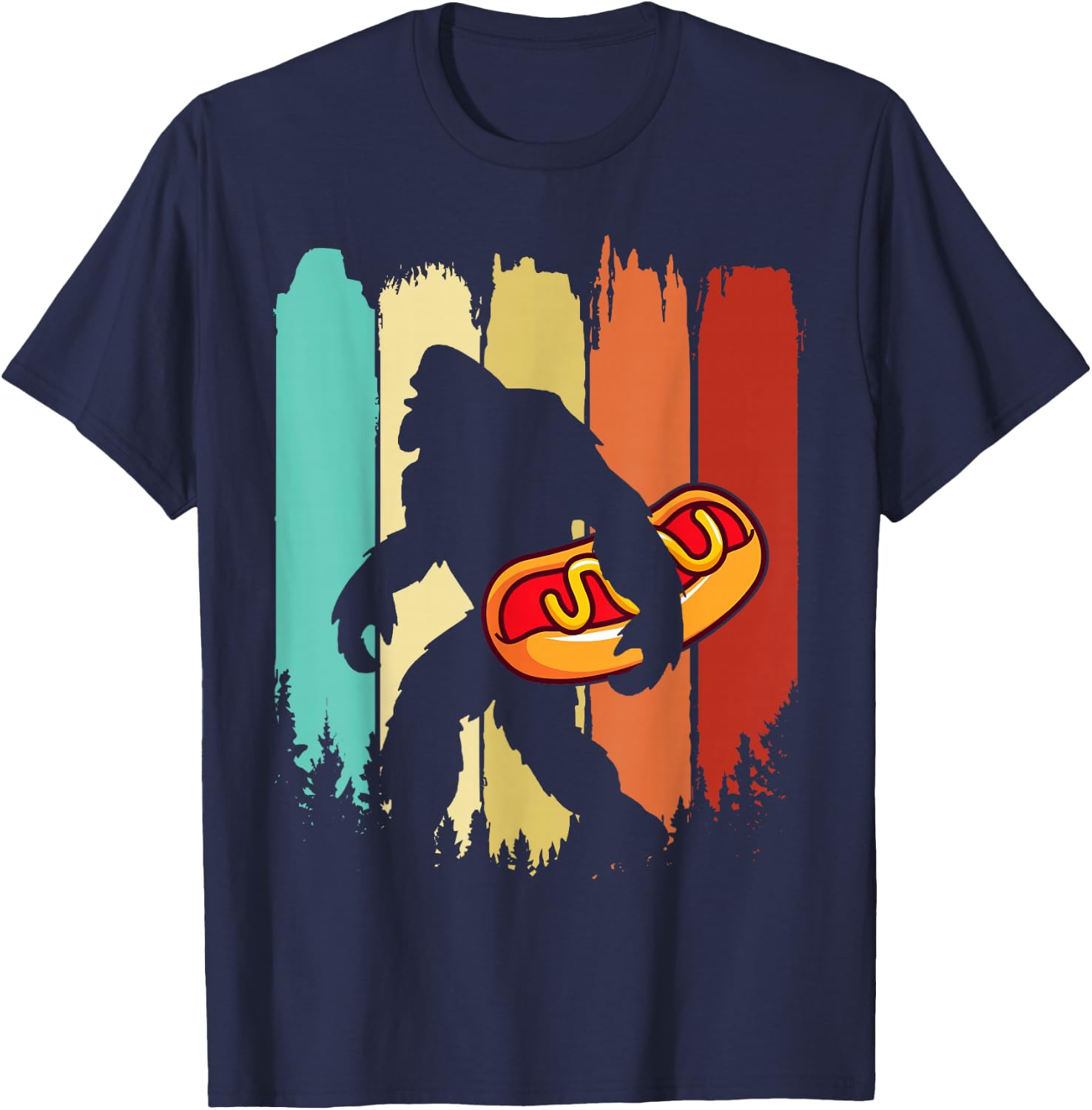 Funny Hot Dog Art Women Bigfoot Hotdog Lovers T-Shirt - T-Shirt | Navy