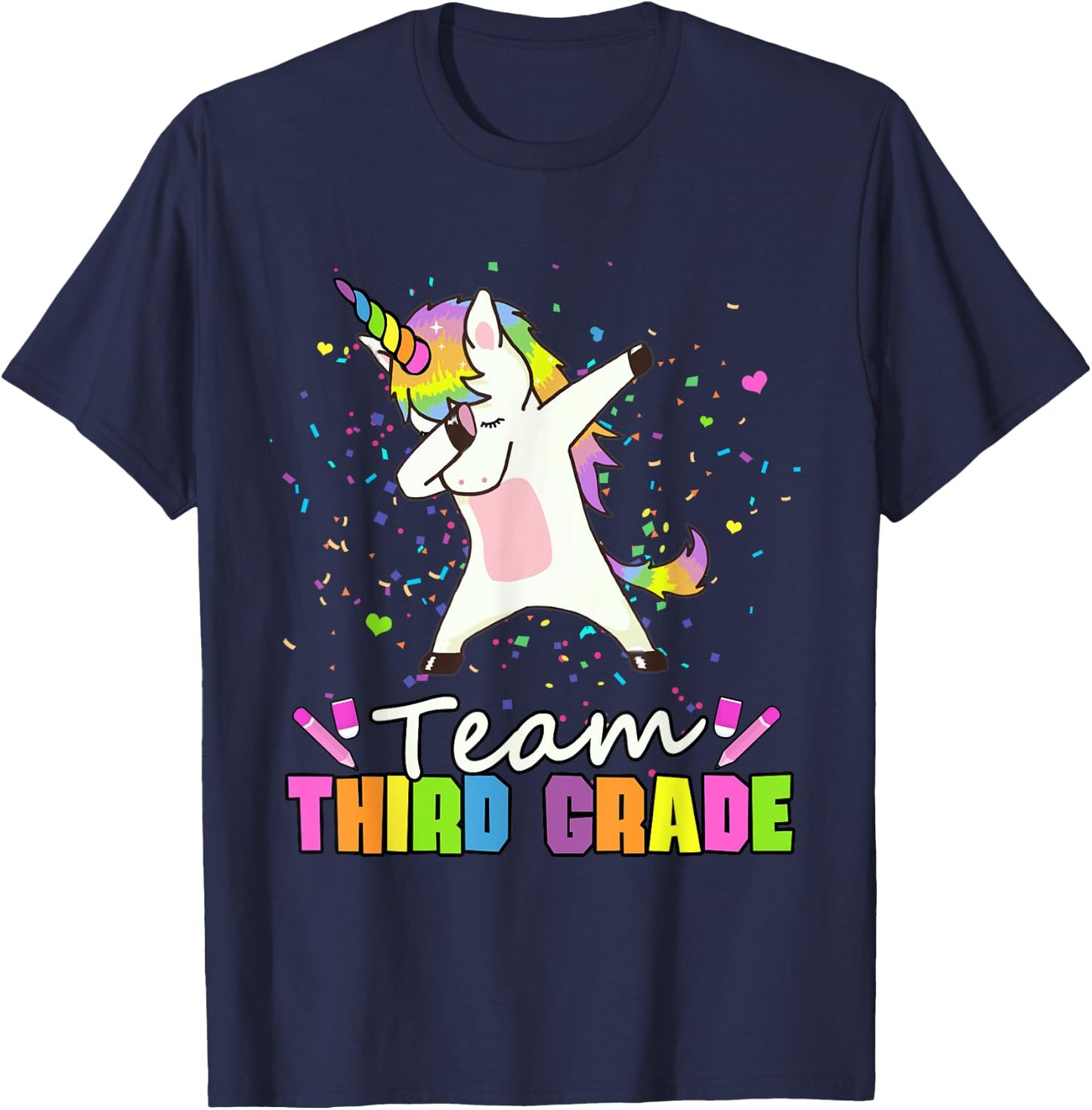 Team Third Grade Unicorn Team 3rd Grade T-Shirt - T-Shirt | Navy