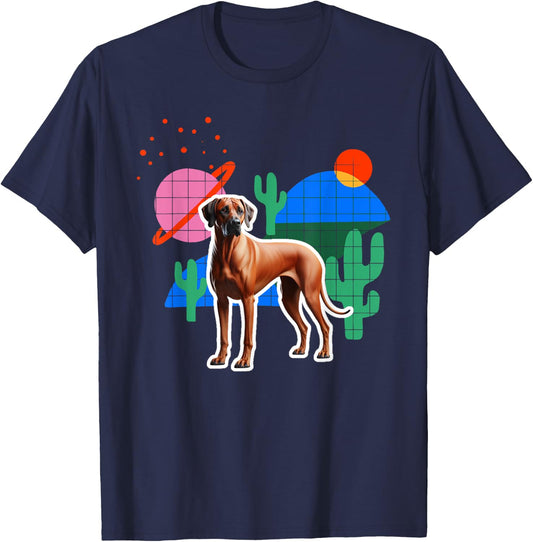 Rhodesian Ridgeback Desert Design Dog T-Shirt - T-Shirt | Navy