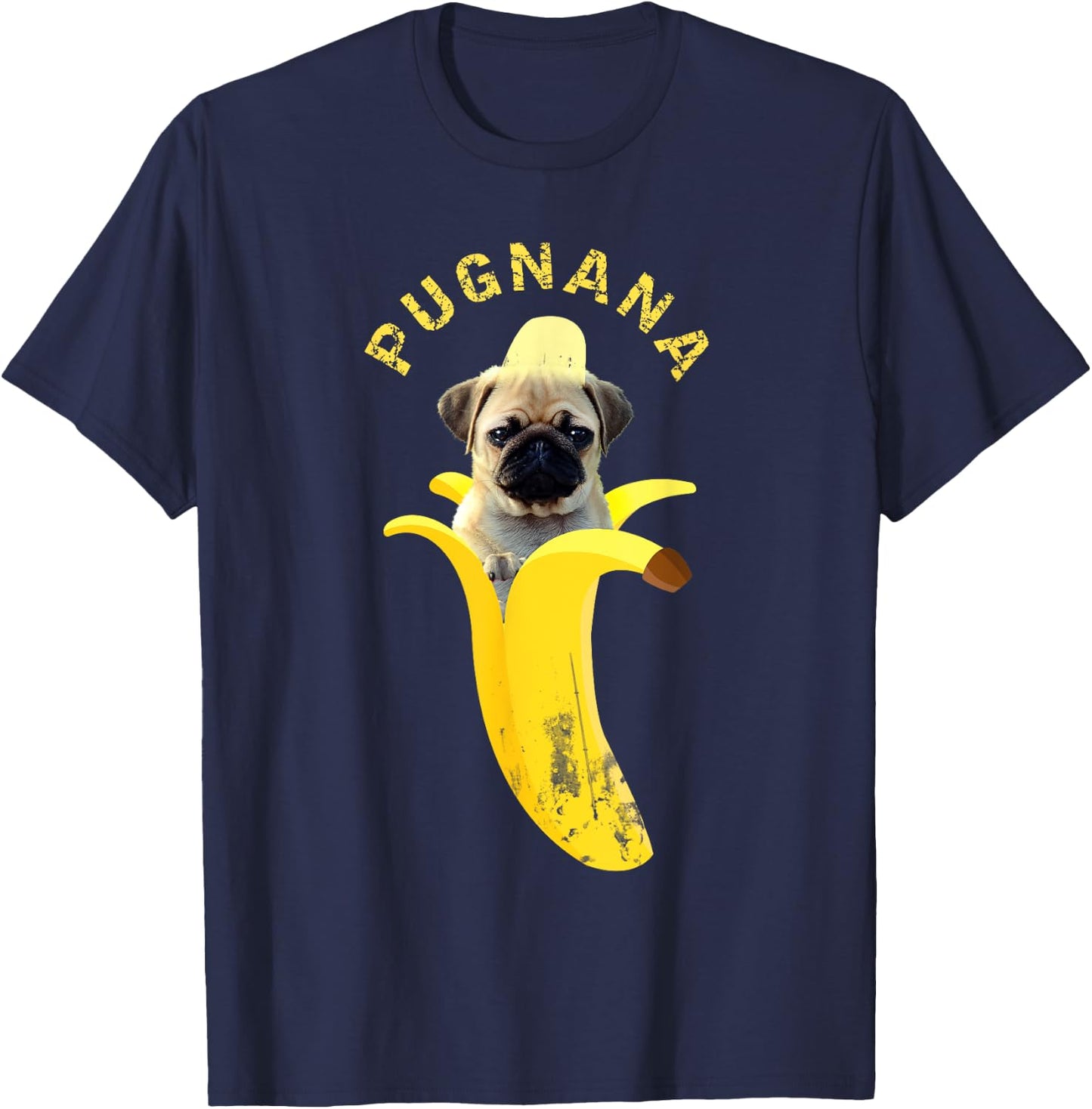 Pugnana , Cute Funny Pug Banana T-Shirt - T-Shirt | Navy