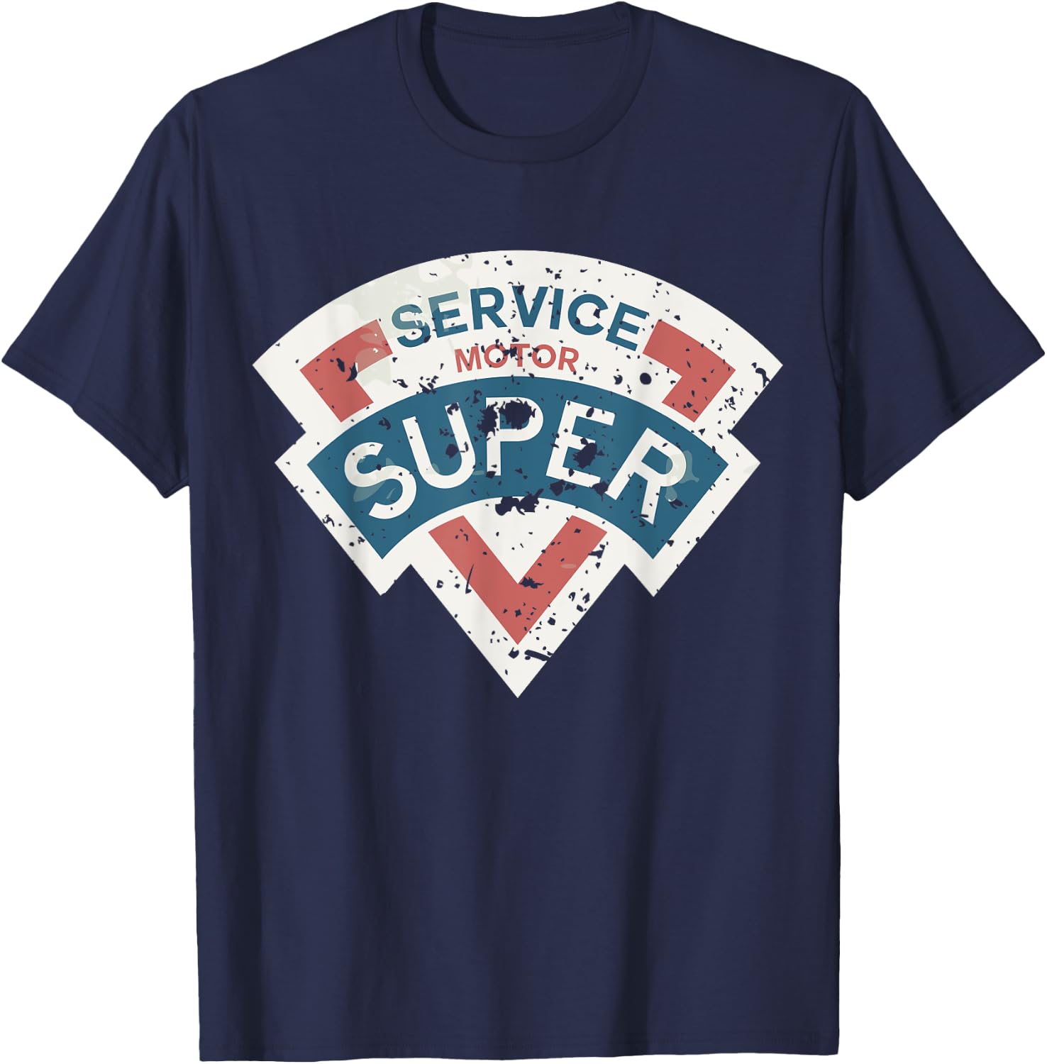 Vintage Super Service (distressed shirts women & men) T-Shirt - T-Shirt | Navy