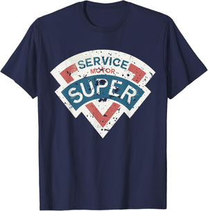 Vintage Super Service (distressed shirts women & men) T-Shirt - T-Shirt | Navy