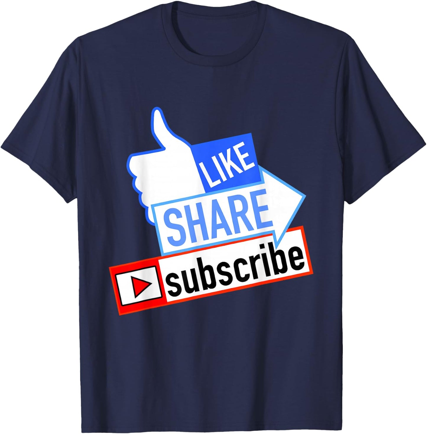 Social Media Like Share Subscribe T-Shirt - T-Shirt | Navy