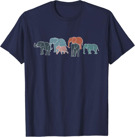 Thimbleberry African Shirts Herd of Elephants for Africa and Elephant Lovers T-Shirt - T-Shirt | Navy