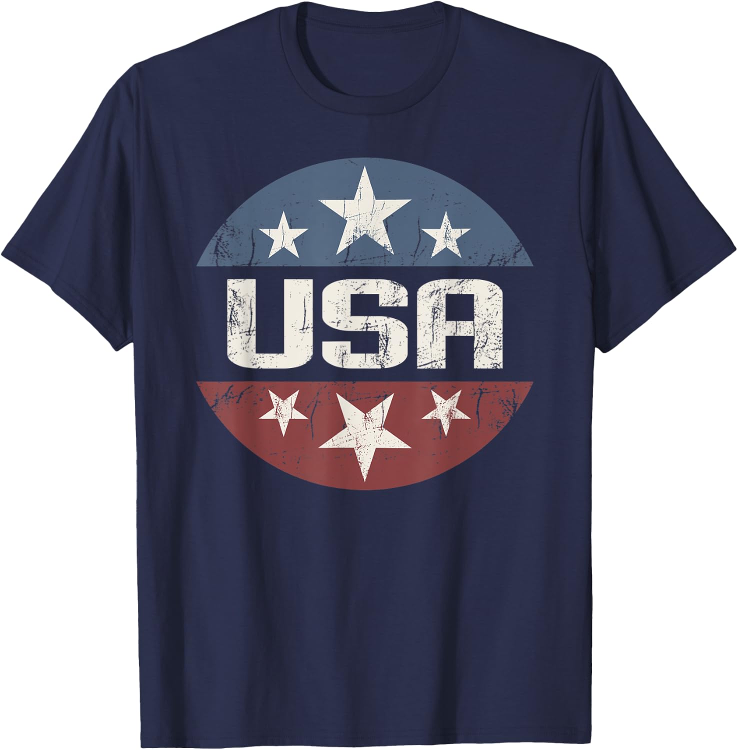 America Patriotic 4th of July Vintage Stars Logo USA T-Shirt - T-Shirt | Navy