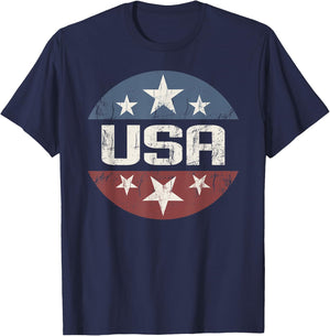 America Patriotic 4th of July Vintage Stars Logo USA T-Shirt - T-Shirt | Navy