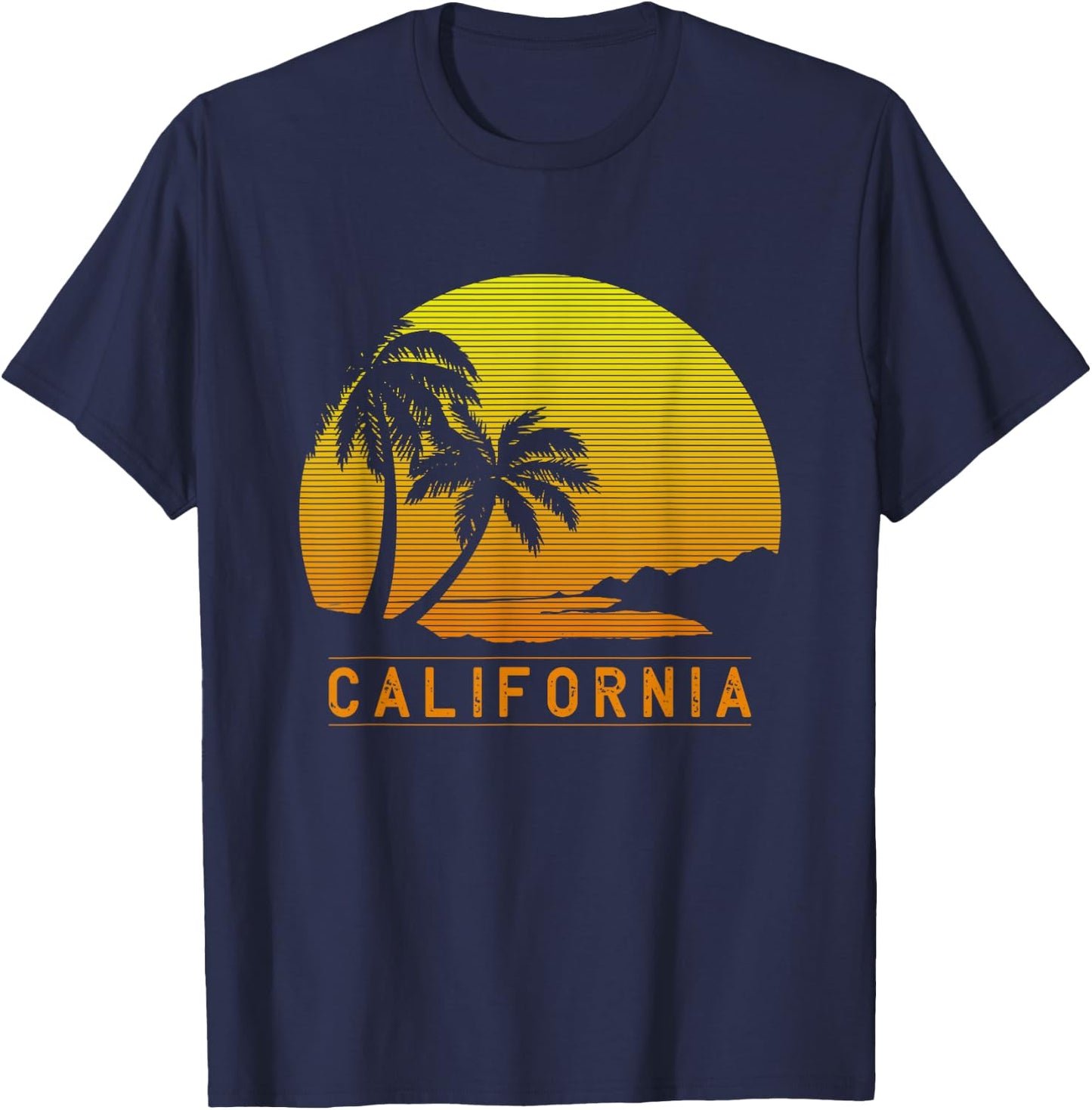 California Beach Palm Trees Summer Surf Surfer Gift T-Shirt - T-Shirt | Navy