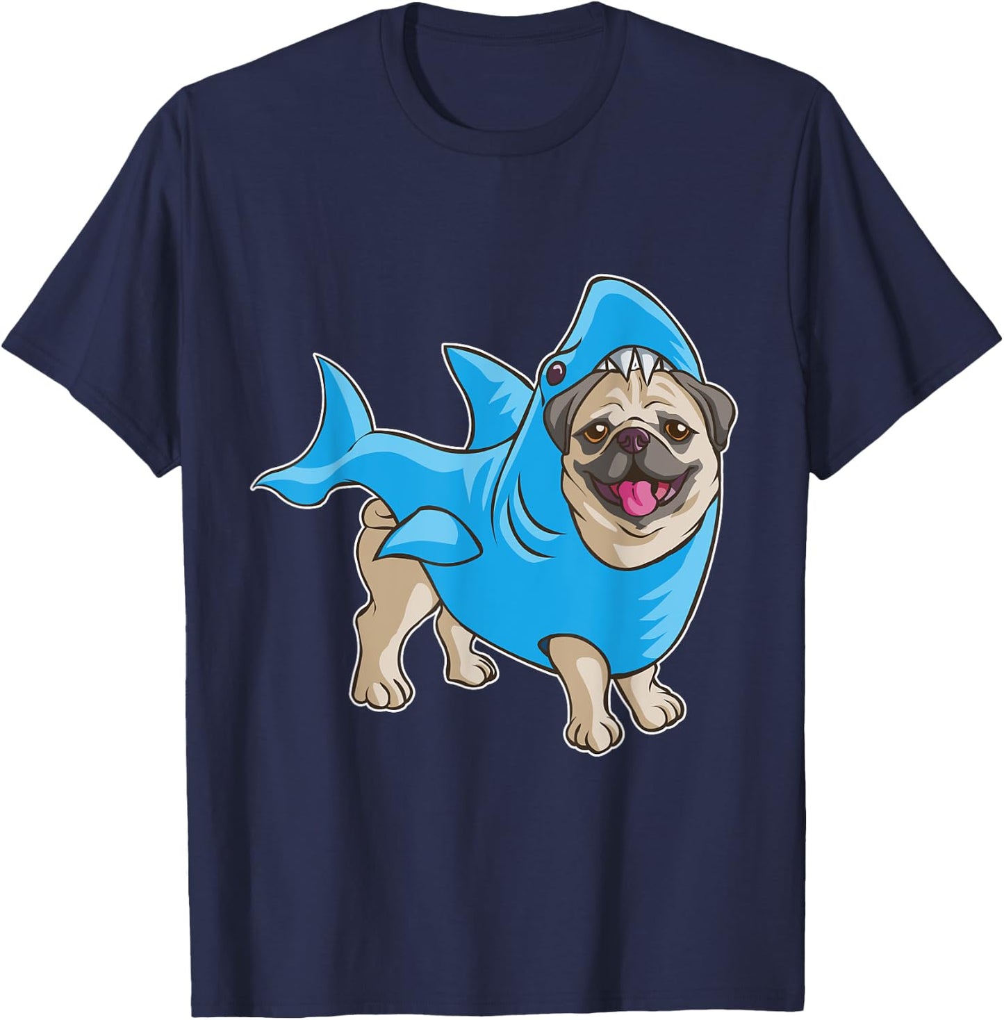 Pug Shark Shirt Funny Dog Suit Puppy Great White Gift T-Shirt - T-Shirt | Navy