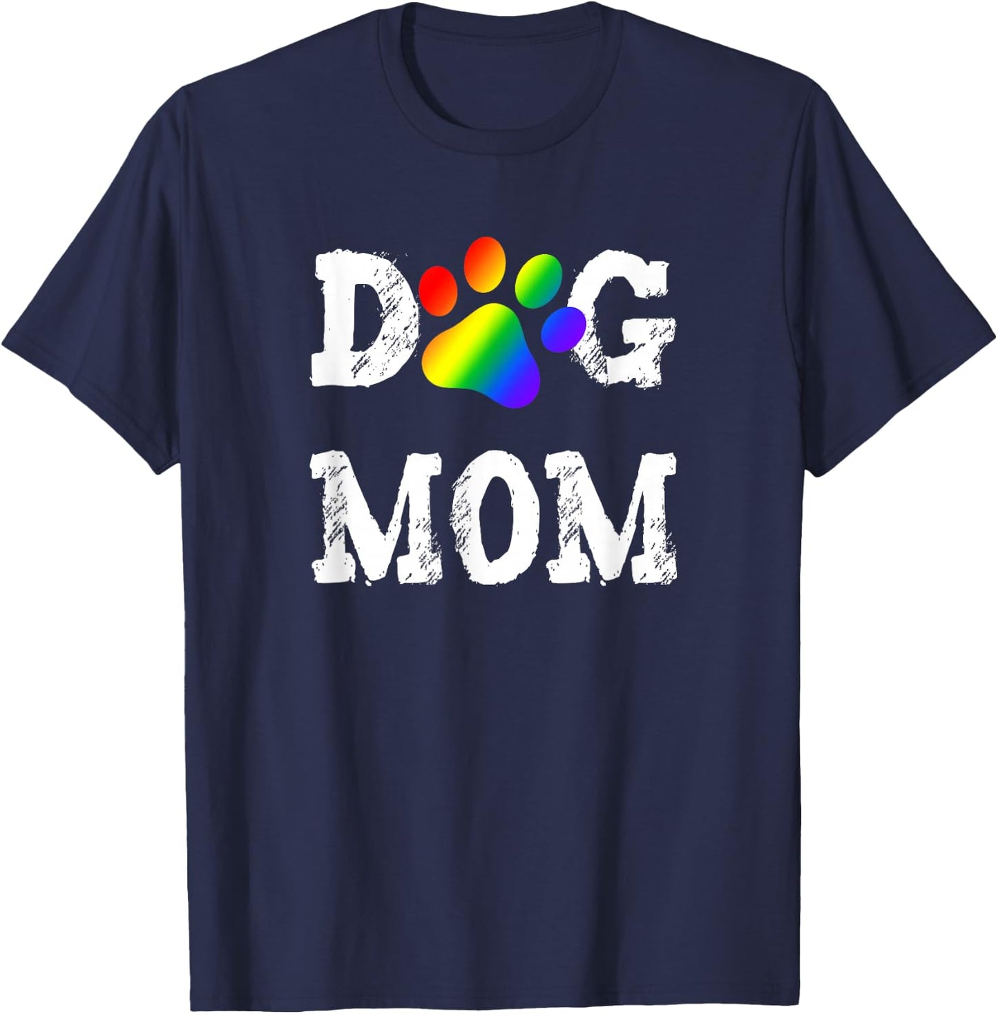 Lesbian Dog Mom Gift Gay Pride Dog Lover Rainbow Puppy Paw Women Kids T-Shirt - T-Shirt | Navy