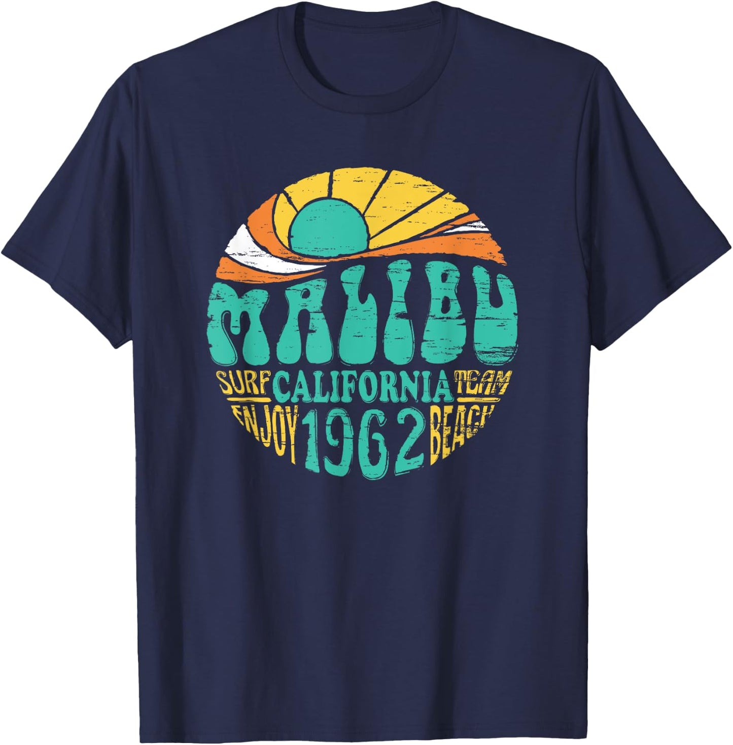 Malibu California Retro Surf Team Beach Shirt Women Kids T-Shirt - T-Shirt | Navy
