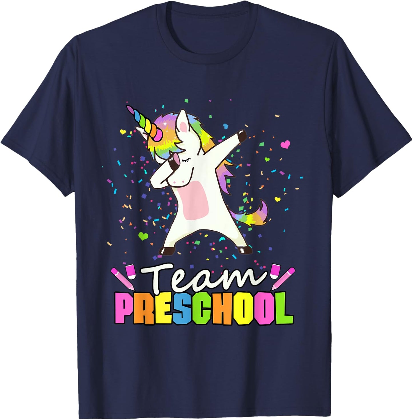 Team Preschool Unicorn Team Pre-K Preschool Crew T-Shirt - T-Shirt | Navy