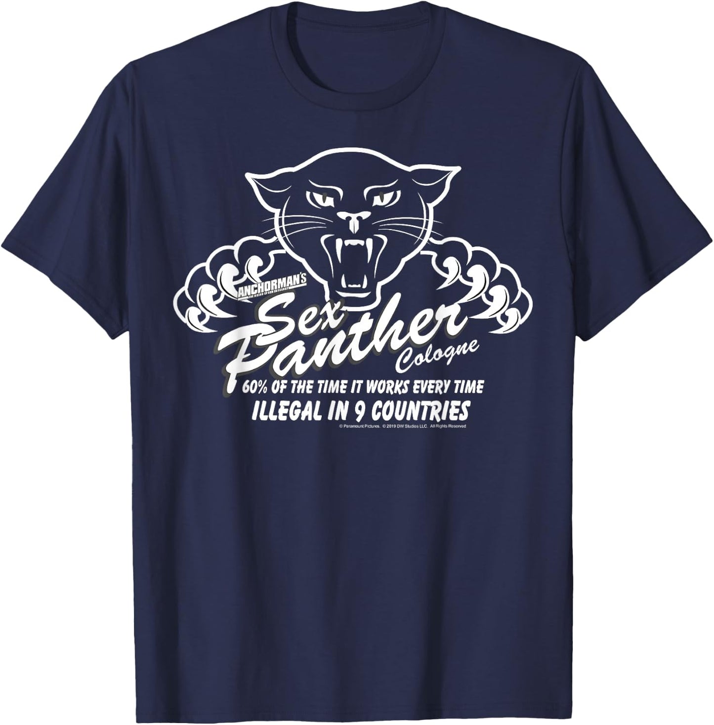 Anchorman Sex Panther Cologne Illegal in 9 Countries T-Shirt - T-Shirt | Navy