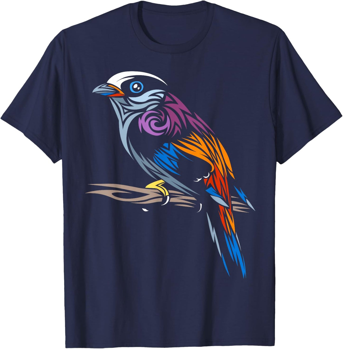 Tribal Sparrow tropical bird T-Shirt - T-Shirt | Navy