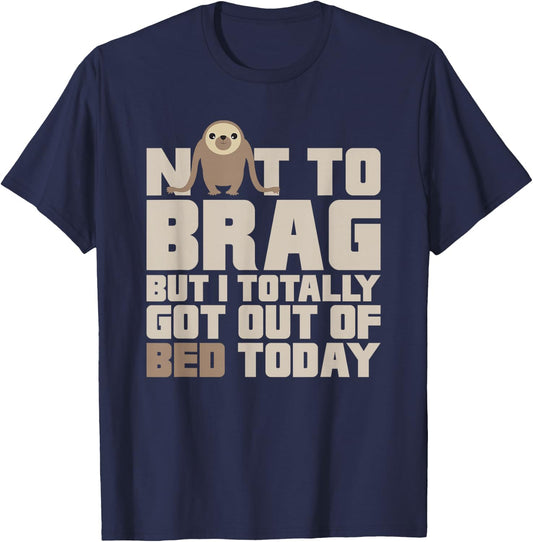 Sloth Gets Out Of Bed Shirt T-Shirt - T-Shirt | Navy