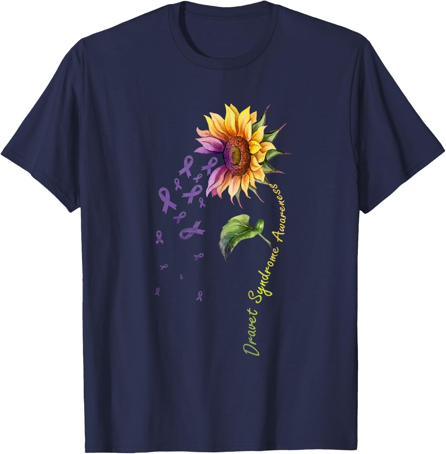 Dravet Syndrome Awareness Sunflower Shirt T-Shirt - T-Shirt | Navy