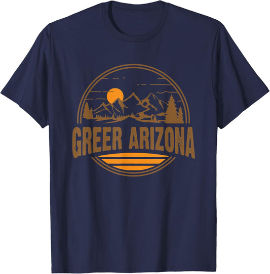 Vintage Greer, Arizona Mountain Hiking Souvenir Print T-Shirt - T-Shirt | Navy