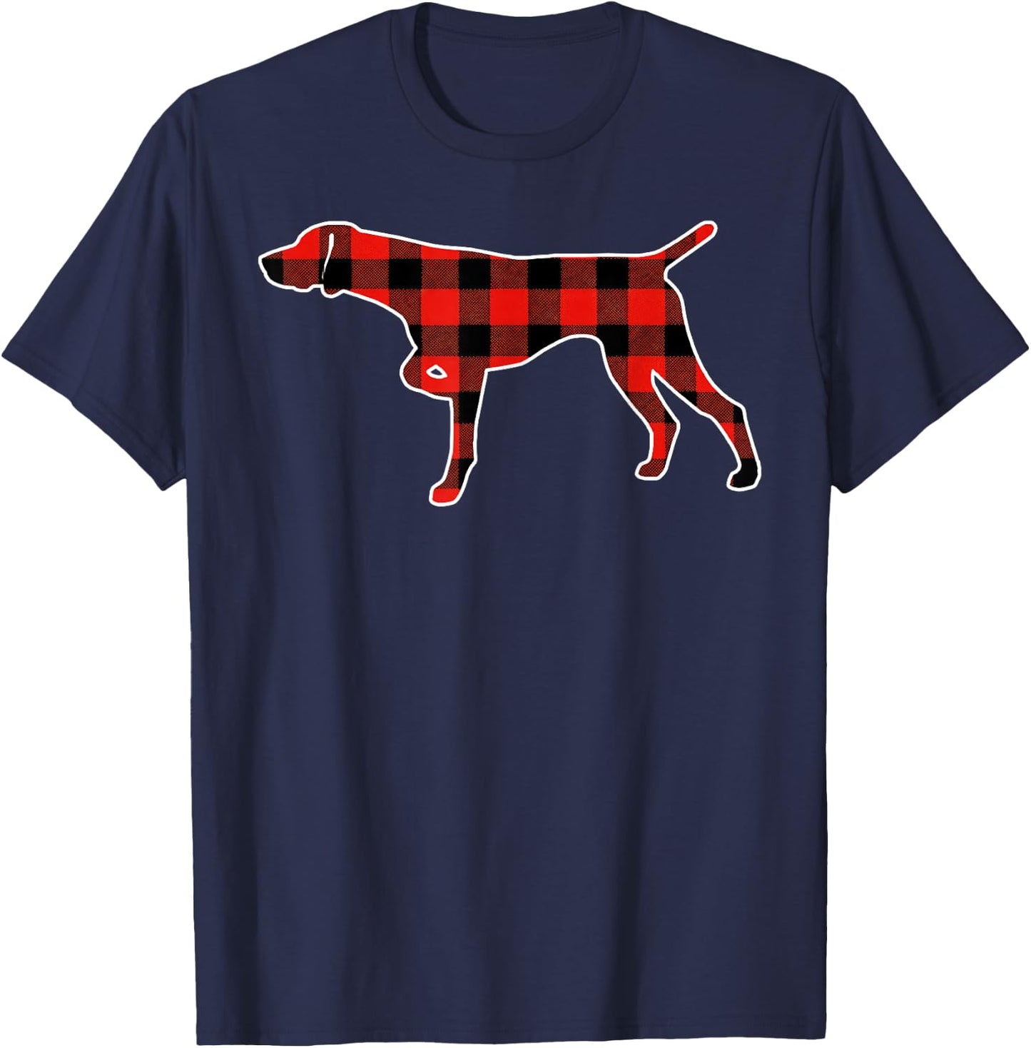 Red Buffalo Plaid Pajama GSP Christmas Dog Lover Men Women Kids T-Shirt - T-Shirt | Navy