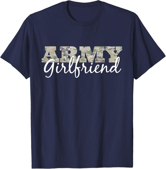 "Army Girlfriend" Shirt Camo Gift US Military Pride T-Shirt - T-Shirt | Navy