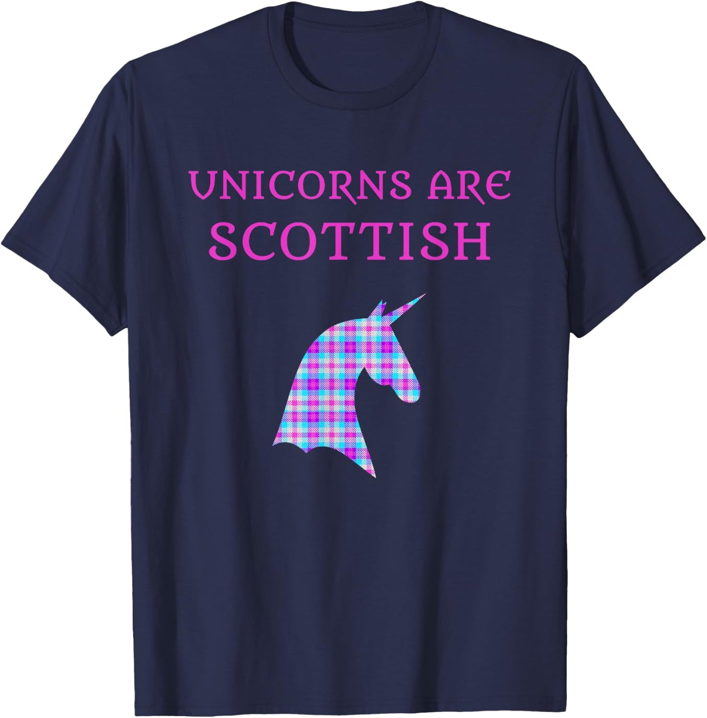 Unicorns Are Scottish Tartan Day Shirt T-Shirt - T-Shirt | Navy