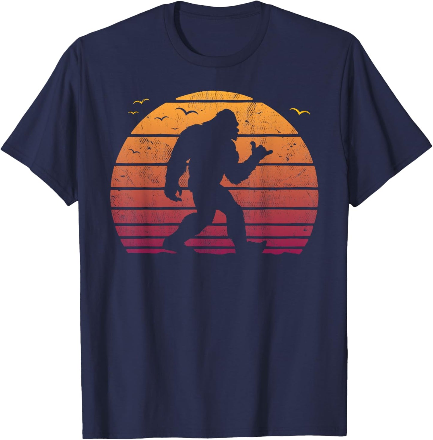 Vintage Bigfoot Surfing Beach vacation Retro surf Sun shaka T-Shirt - T-Shirt | Navy