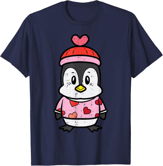 Valentines Day Baby Penguin Sweater Girls Kids Toddlers T-Shirt - T-Shirt | Navy