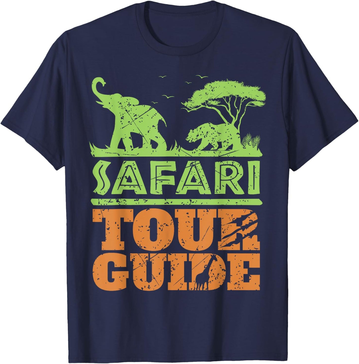 Safari Tour Guide , Animal Shirt, Africa T-Shirt - T-Shirt | Navy