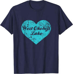 I Love West Okoboji Lake Shirt, Iowa Camping Gift T-Shirt - T-Shirt | Navy