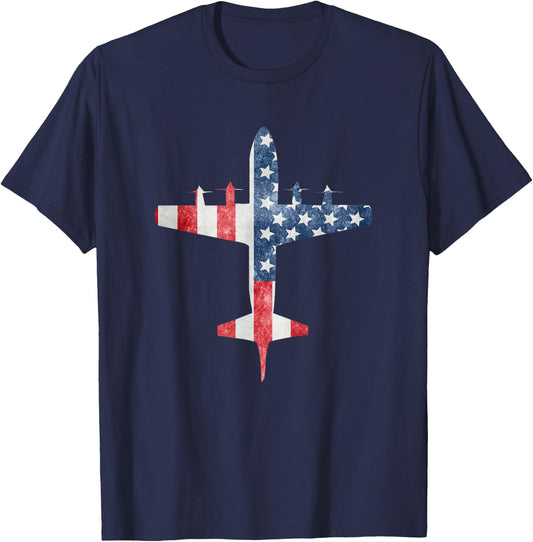 P-3 Orion American Flag Aviation Shirt T-Shirt - T-Shirt | Navy