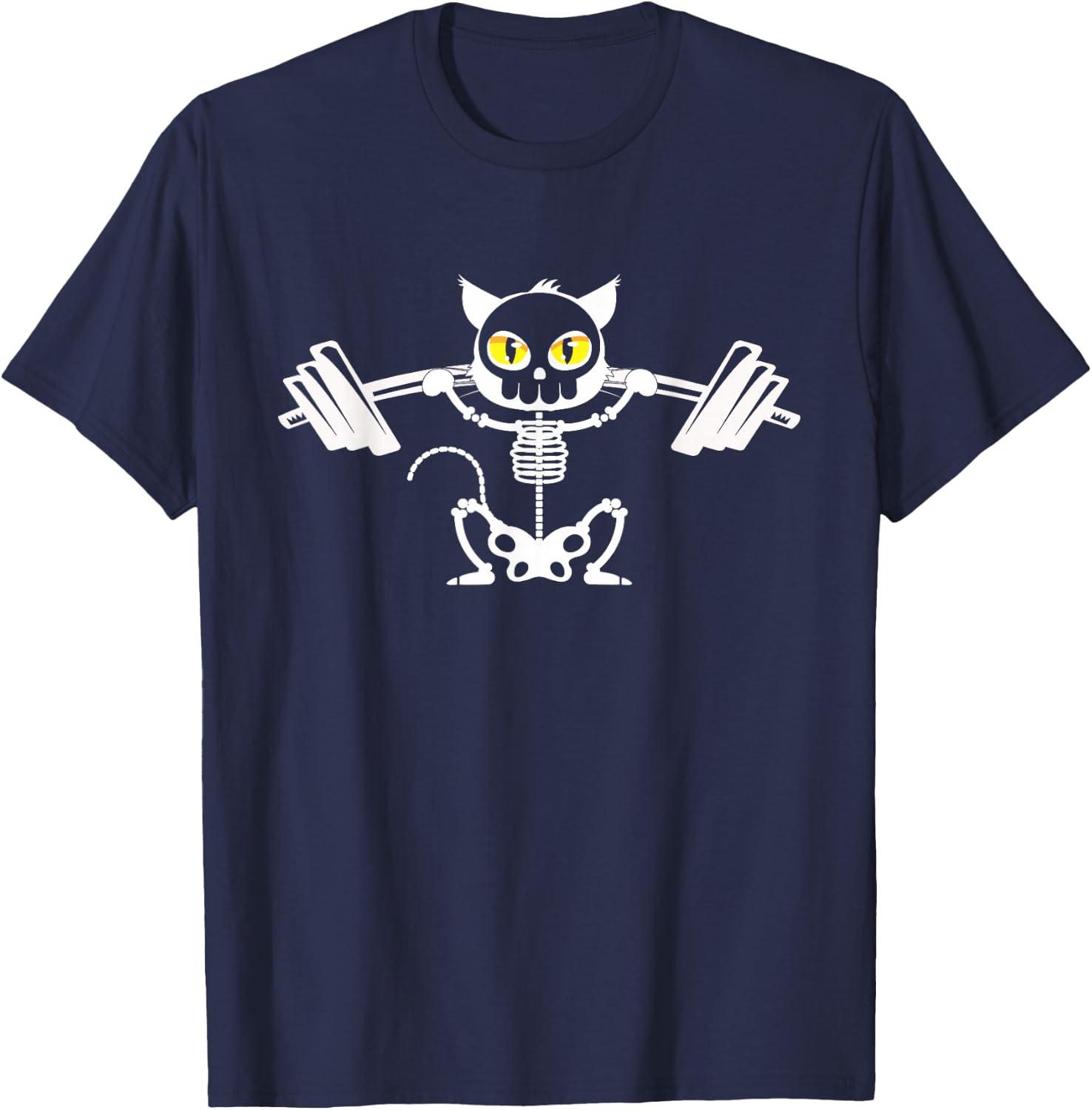 Cat Skeleton Deadlift Powerlifting T-Shirt - T-Shirt | Navy