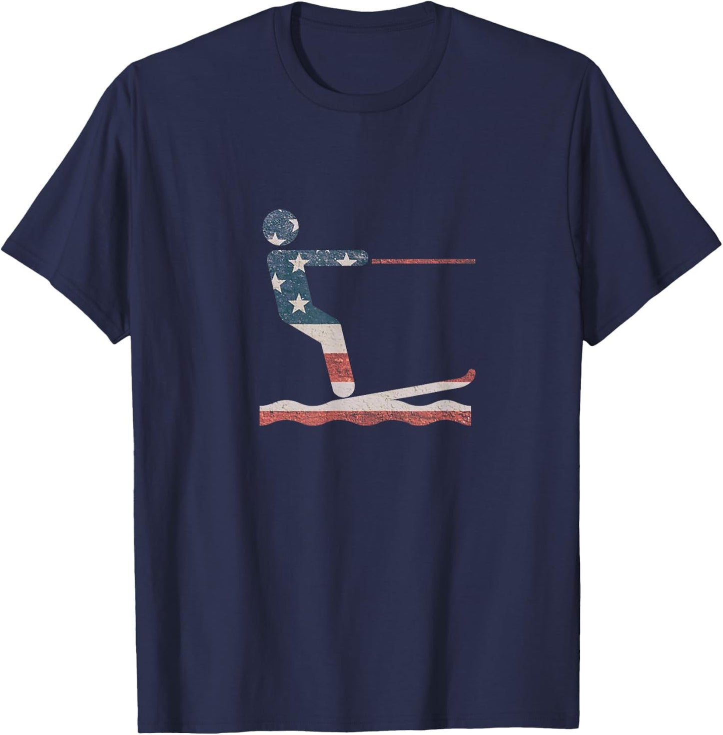 Water Ski T Shirt Water skiing American Flag T-Shirt - T-Shirt | Navy