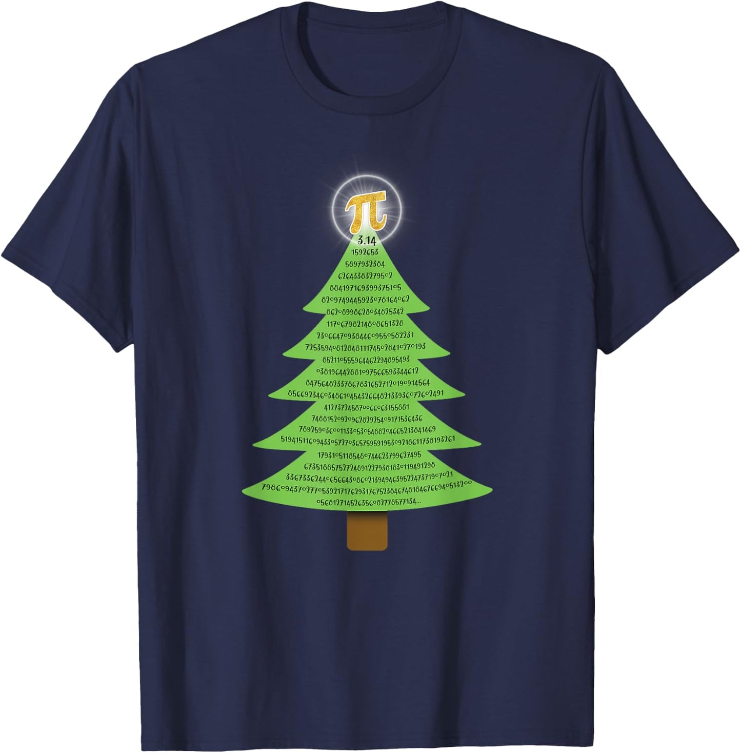 Pi 3.14 Christmas Tree Gift Math Lovers Student Teacher Men Women Kids T-Shirt - T-Shirt | Navy