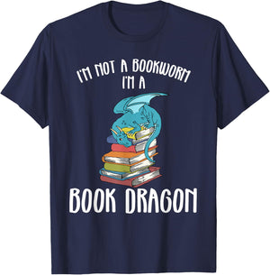 Im A Book Dragon Not A Worm T-Shirt - T-Shirt | Navy