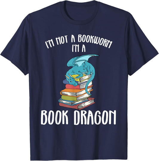 Im A Book Dragon Not A Worm T-Shirt - T-Shirt | Navy