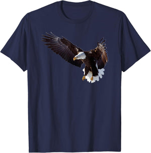 Lovely American Bald Eagle In Flight Photo Portrait T-Shirt - T-Shirt | Navy