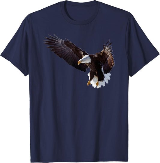 Lovely American Bald Eagle In Flight Photo Portrait T-Shirt - T-Shirt | Navy