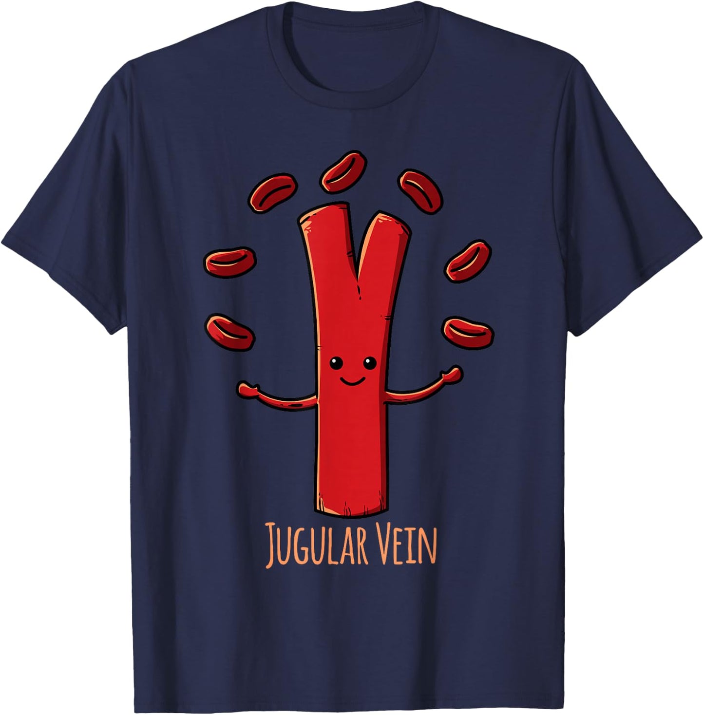 Funny Anatomy Jugular Vein Nurse Doctor Medical Student T-Shirt - T-Shirt | Navy