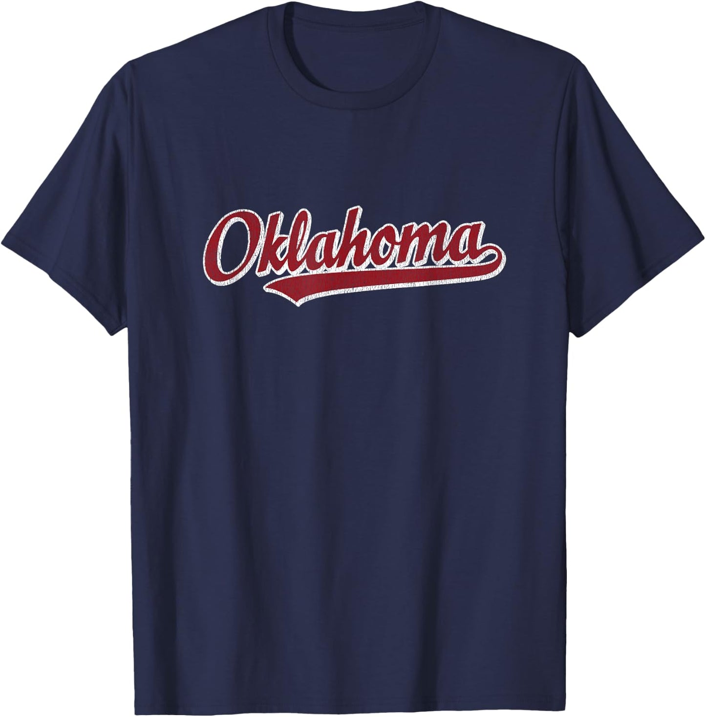 Oklahoma T Shirt Vintage Sports Design Retro Script T-Shirt - T-Shirt | Navy