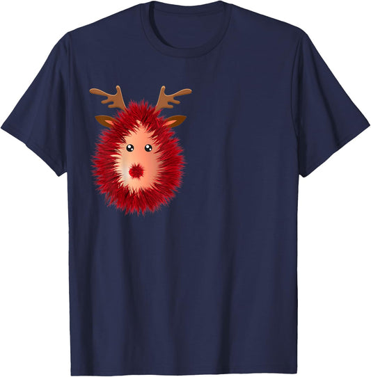 Funny Reindeer Boobs Ugly Christmas Sweater Tinsel Deer Nose T-Shirt - T-Shirt | Navy