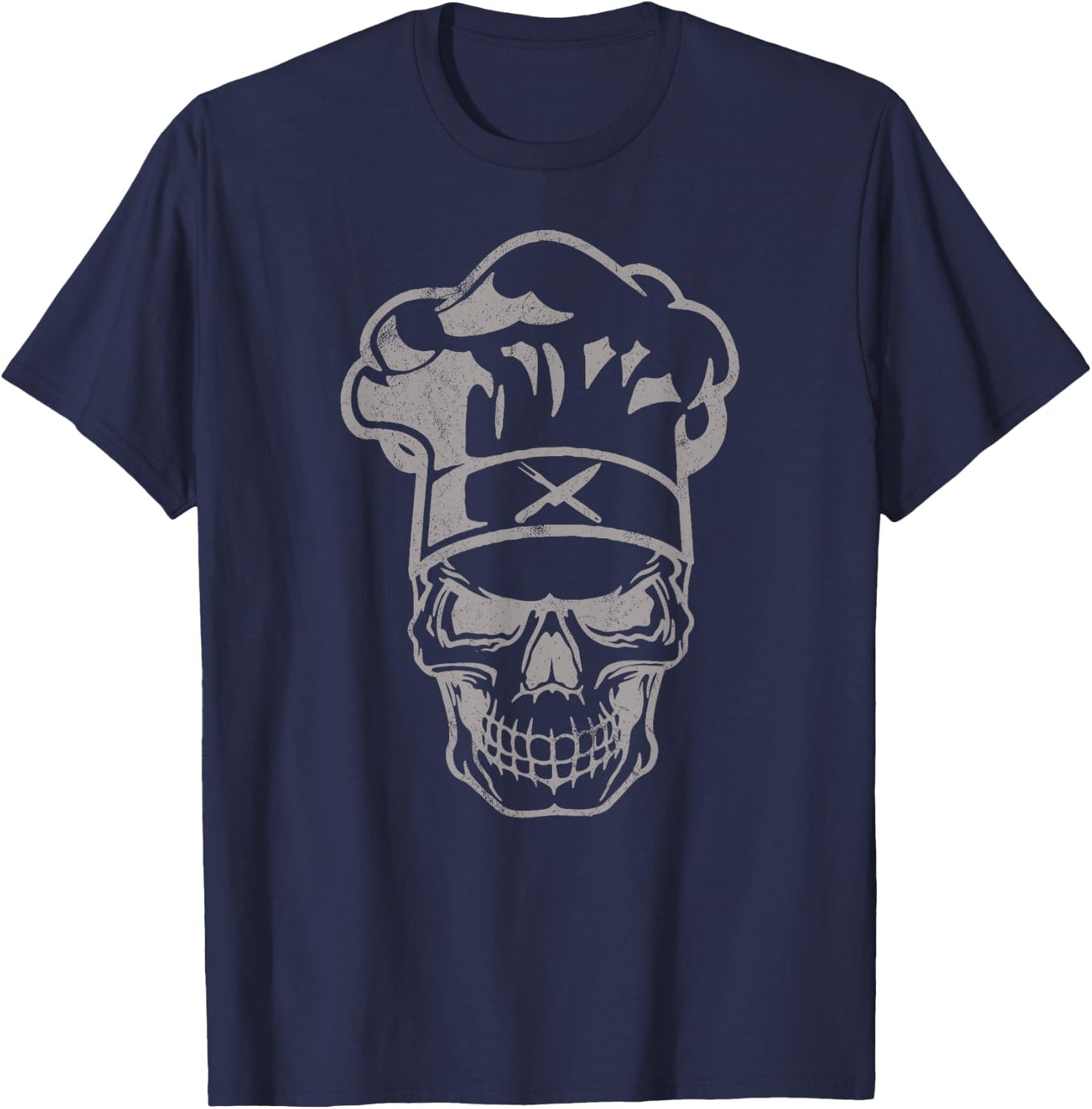 Chef Skull Chef's Hat Cooking Chef Gift T-Shirt - T-Shirt | Navy